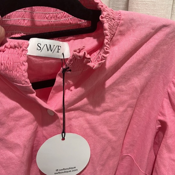 Anthropologie S/W/F Violetta Linen Belted Mini Pink Shirtdress Dress - Picture 9 of 12